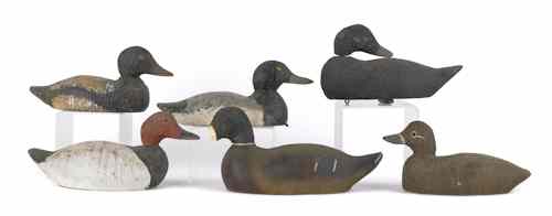 Appraisal: Six carved and painted duck decoys mid th c longest