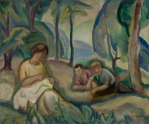 Appraisal: BERNARD GUSSOW Three Figures in a Summer Landscape Oil on