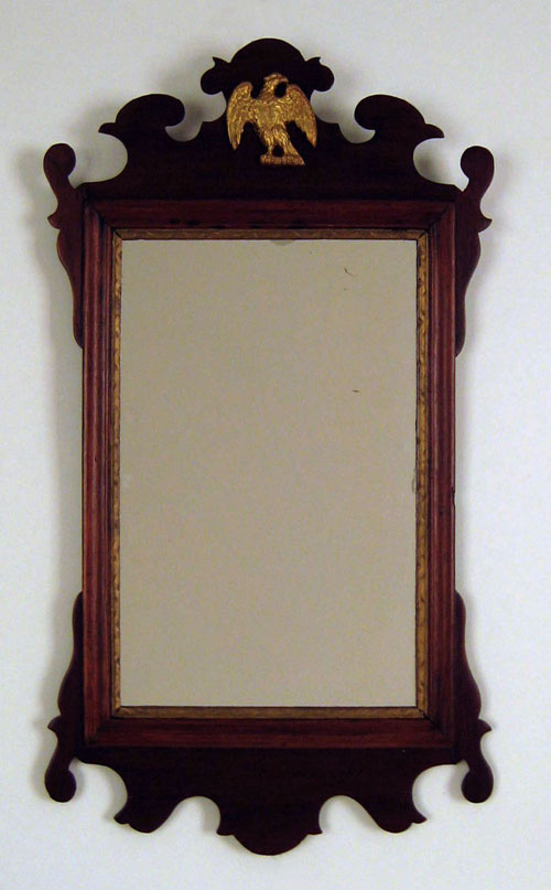 Appraisal: Chippendale mahogany looking glass ca with applied eagle crest h