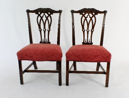 Appraisal: A set of three George III mahogany dining chairs carved