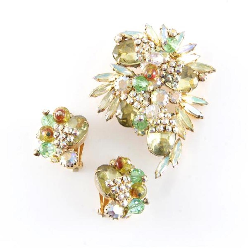 Appraisal: SIGNED ALICE CAVINESS YELLOW AND AURORA BOREALIS JEWEL PIN BROOCH