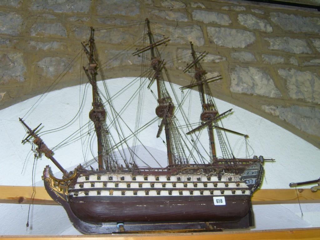 Appraisal: A wooden model of an th century style -mast battle