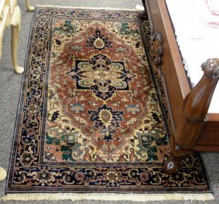 Appraisal: Oriental throw rug ' x ' Oriental throw rug '