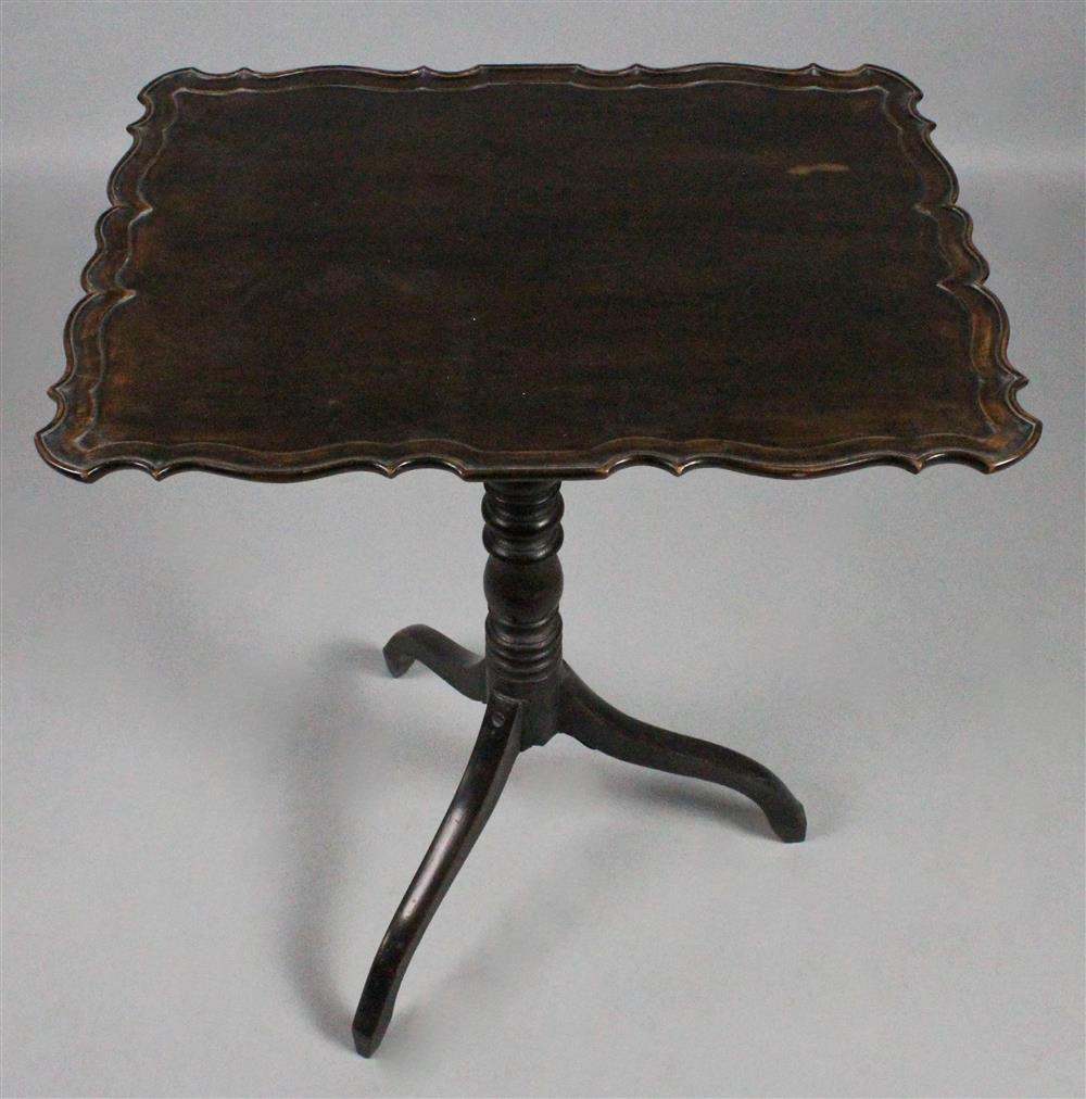 Appraisal: FEDERAL MAHOGANY PIE CRUST TILT TOP CANDLESTAND having a hinged