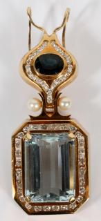 Appraisal: DIAMOND SAPPHIRE AND CT TOPAZ GIA ENHANCER DIAMOND SAPPHIRE AND