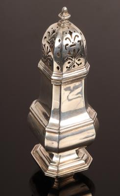 Appraisal: A silver sugar caster Adie Bros Birmingham of square baluster