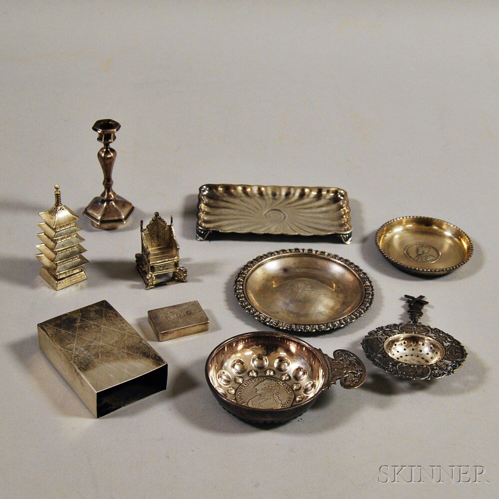 Appraisal: Ten Sterling Silver Tableware Items including a Dutch tea strainer