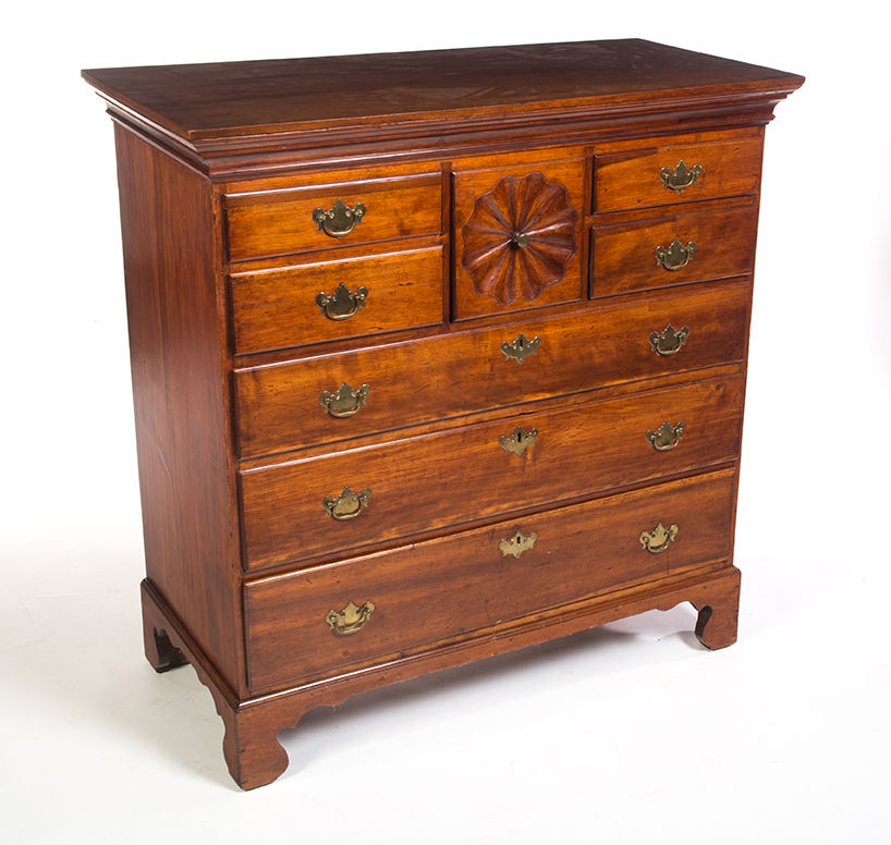 Appraisal: CHIPPENDALE CHEST OF DRAWERS American late th century cherry with