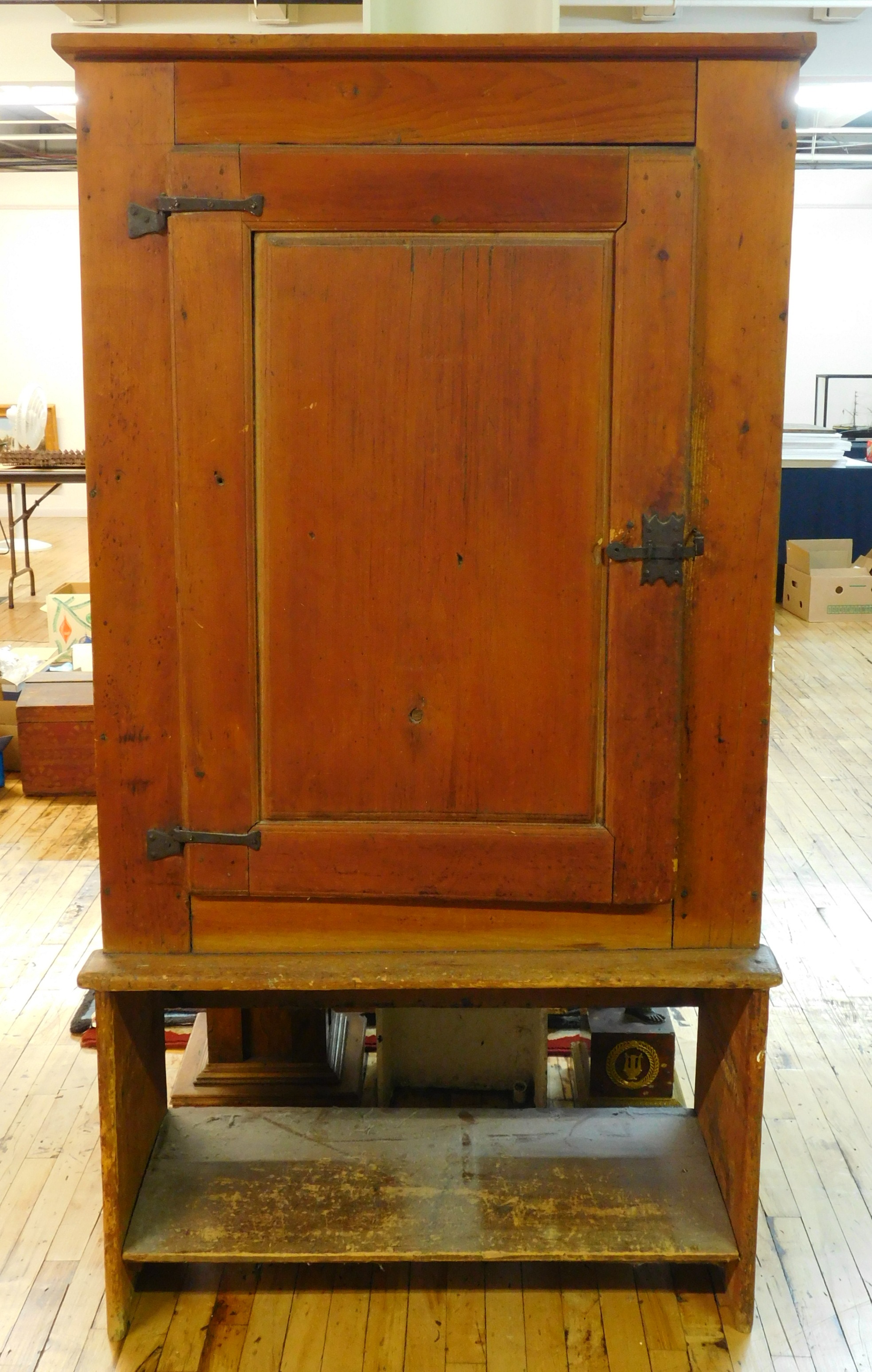 Appraisal: th c Primitive cabinet a single door sits above an