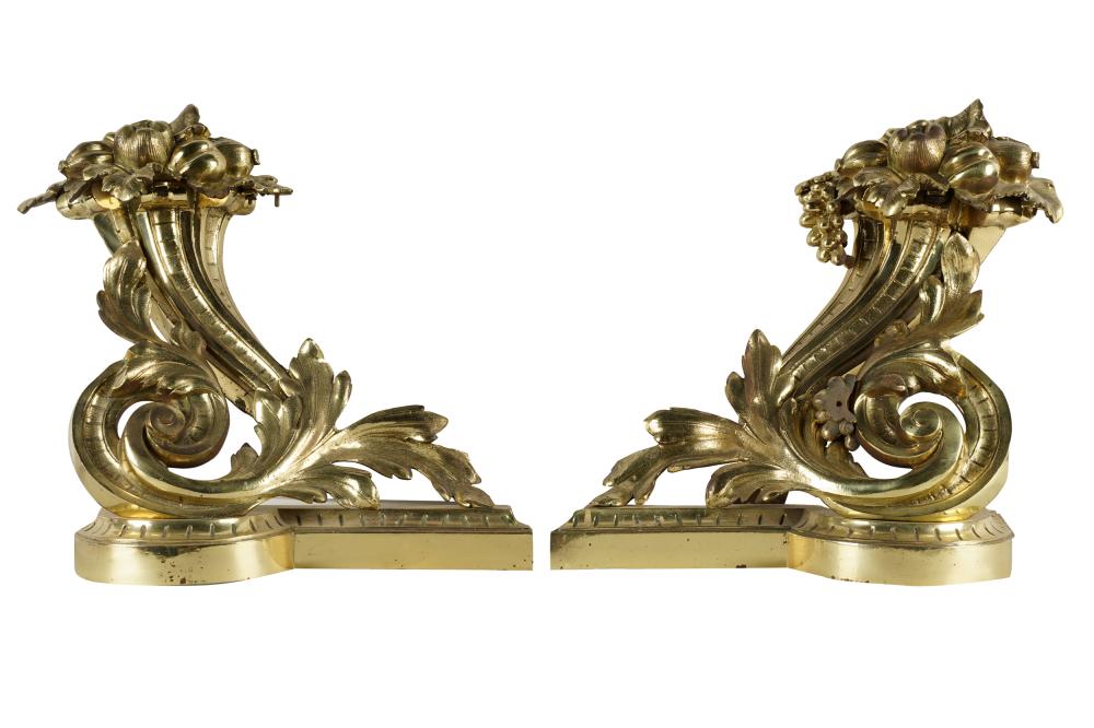 Appraisal: PAIR OF FRENCH BRASS IRON CHENETSProvenance The Estate of Philip