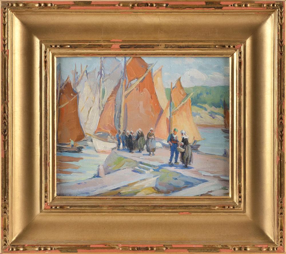 Appraisal: MABEL MAY WOODWARD RHODE ISLAND - FIGURES ON A DOCK