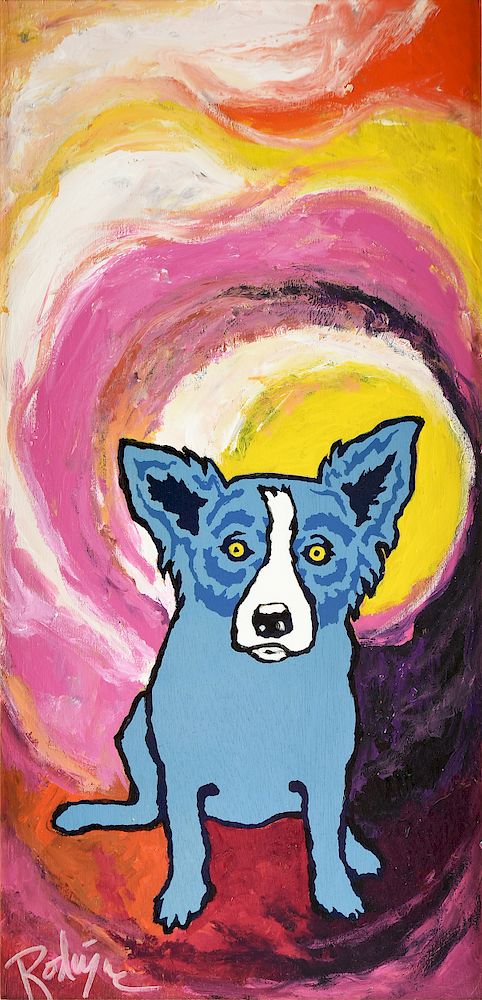 Appraisal: GEORGE RODRIGUE American Louisiana - A PAINTING Blue Dog Super