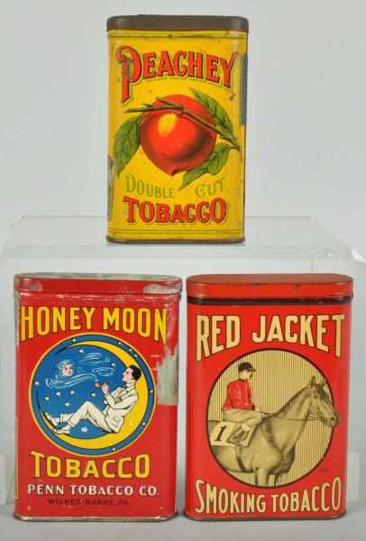 Appraisal: Lot of Vertical Pocket Tobacco Tins Description Includes Peachey Honeymoon