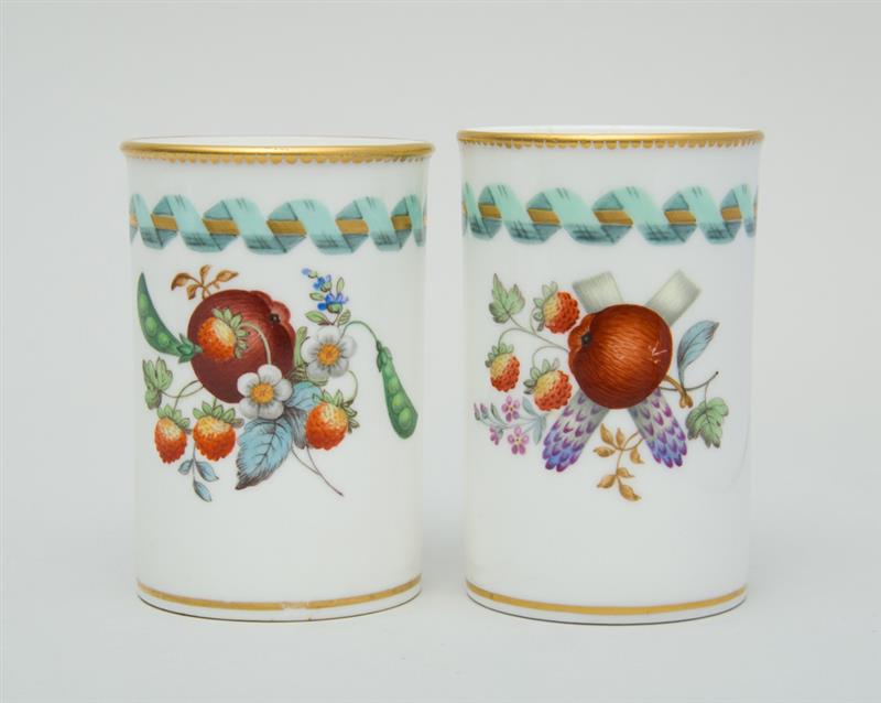 Appraisal: PAIR OF MEISSEN PORCELAIN CYLINDRICAL JARS Marked in overglaze blue