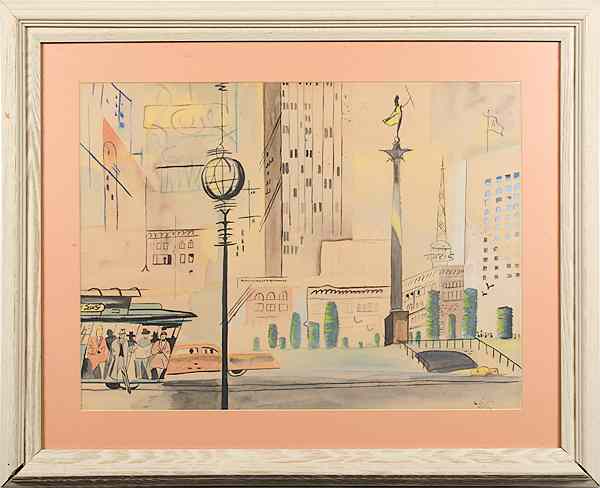 Appraisal: Cityscapes by Jo Fox Watercolors Jo Fox American th century