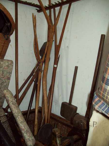 Appraisal: A LARGE AND INTERESTING COLLECTION OF WOODEN FARM YARD IMPLEMENTS