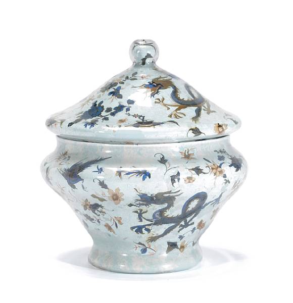 Appraisal: An Italian d coupage glass covered bowl th century Chinoiserie