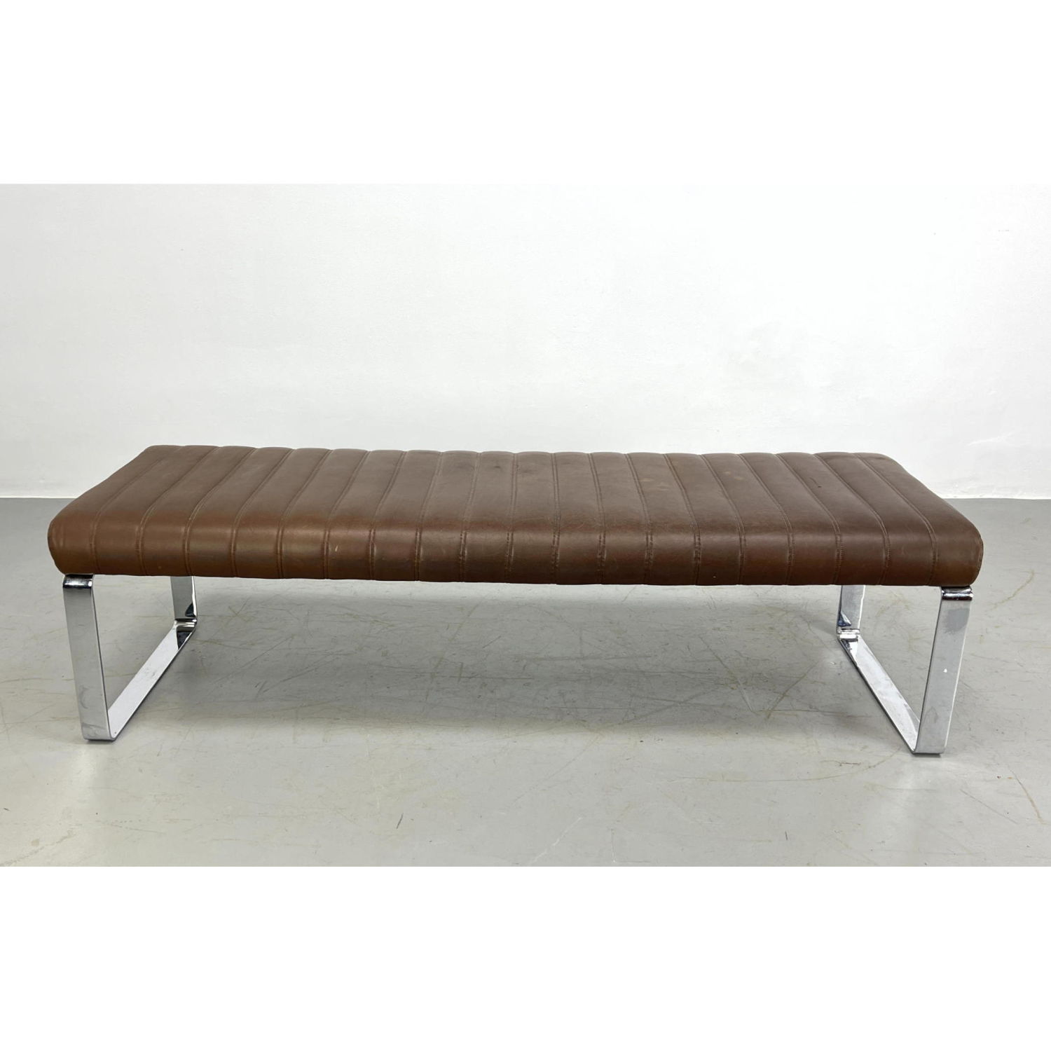 Appraisal: Long TRI MARK Designs Chrome Base Bench Wide Strap base