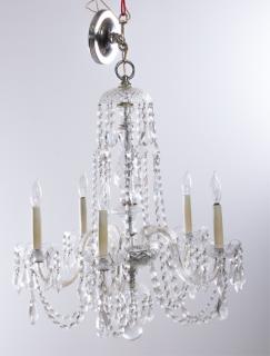 Appraisal: Crystal Five Branch Chandelier Five branch chandelier having hanging swags