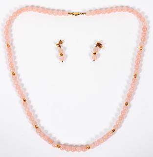 Appraisal: PINK QUARTZ BEADS EARRINGS KT GOLD SPACERS PINK QUARTZ BEADS