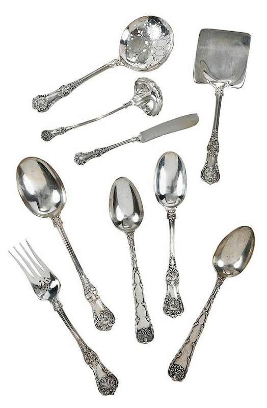 Appraisal: Nine Pieces Tiffany Sterling Flatware American th century including two