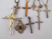 Appraisal: Nine various crosses including one yellow metal tests carat gold