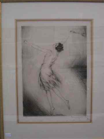 Appraisal: Louis Icart Drypoint Etching ''Tennis'' image area '' x ''