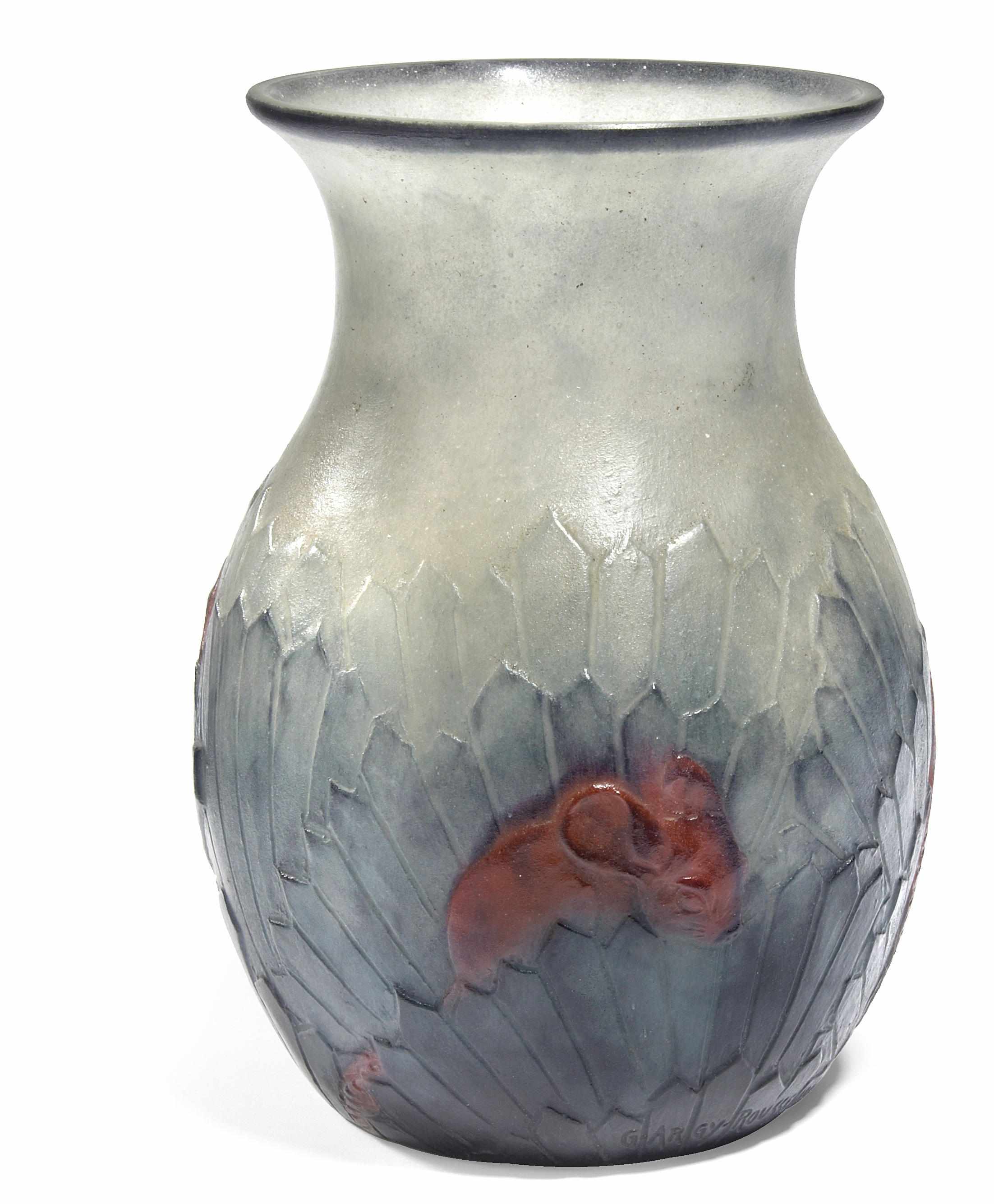 Appraisal: A G Argy-Rousseau pte de verre Squirrel vase Bloch-Dermant Bloch-Dermant