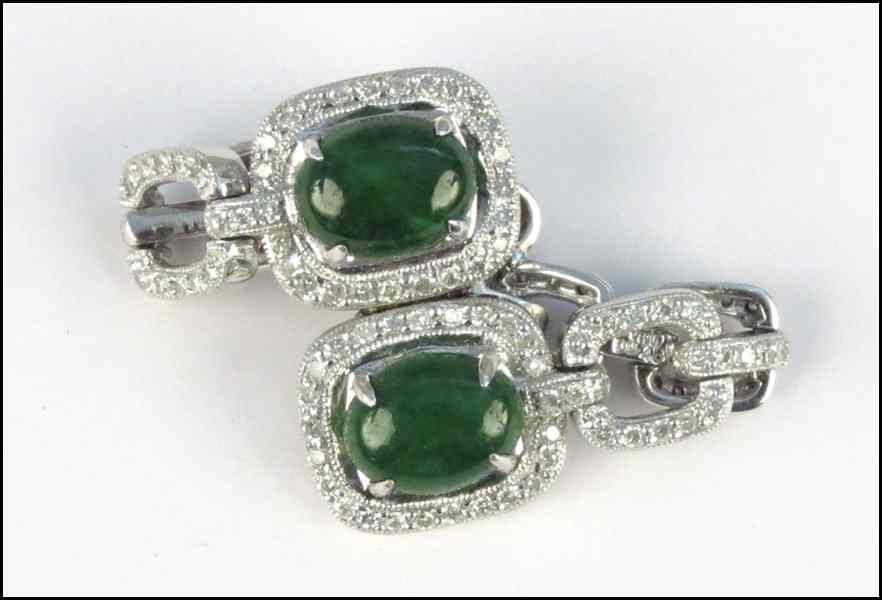 Appraisal: PLATINUM DIAMOND AND JADE RING grams Condition Overall excellent condition