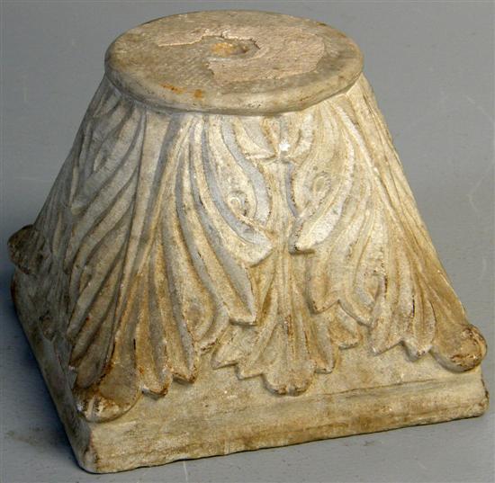 Appraisal: Romanesque marble capital possibly French th century with foliate carved