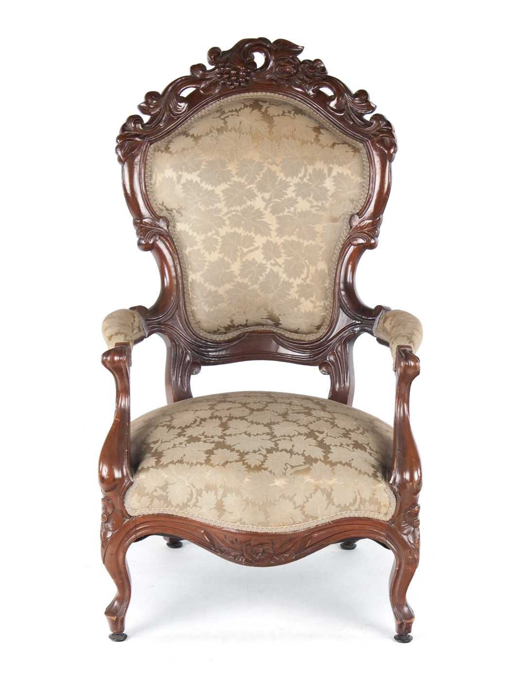 Appraisal: American Rococo Revival walnut armchair circa grape and leaf crest