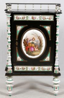 Appraisal: MEISSEN MOUNTED EBONIZED CABINET TH C MEISSEN MOUNTED EBONIZED CABINET