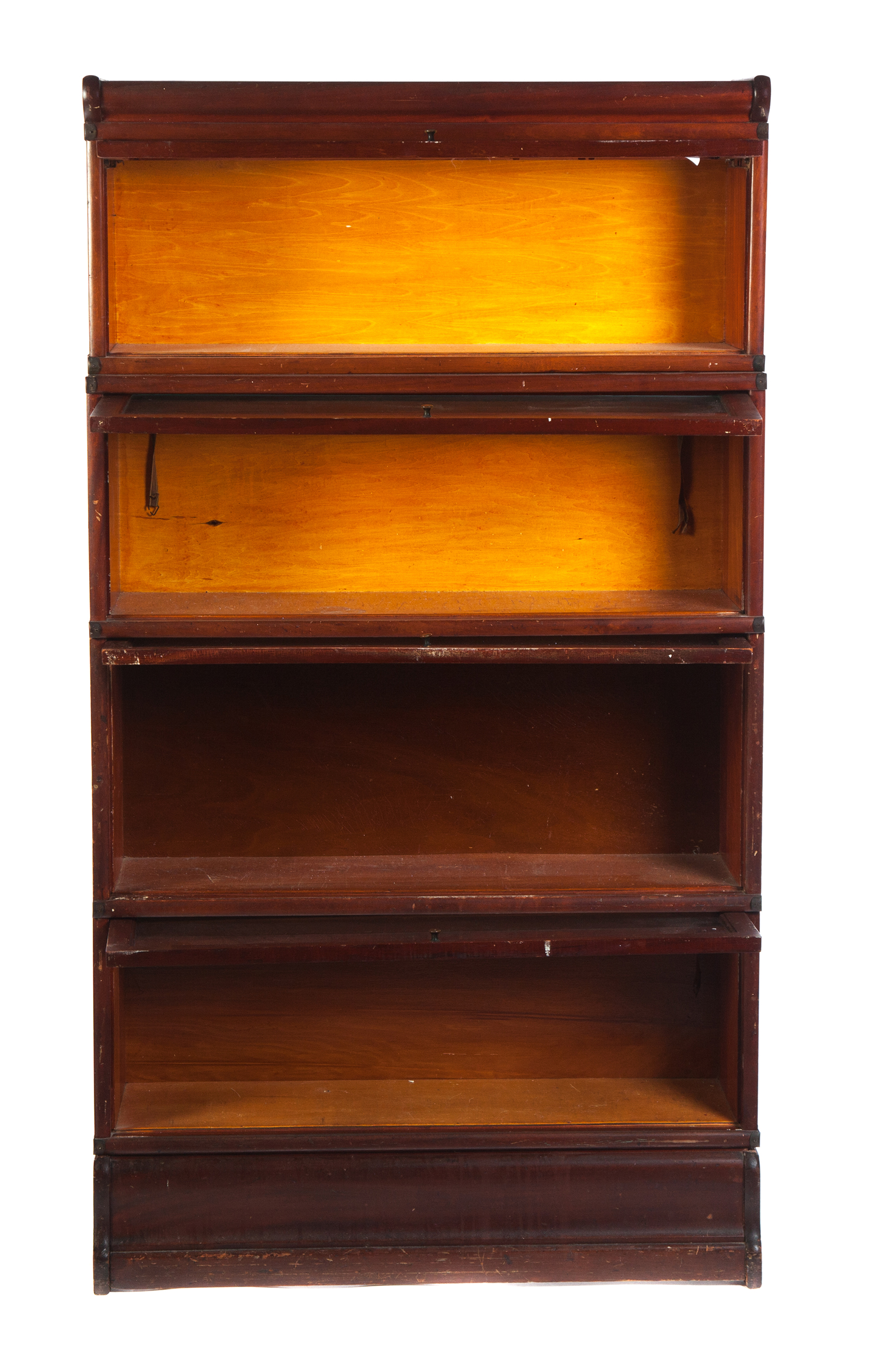 Appraisal: WERNICKE FOUR-SECTION OAK STACKING BOOKCASE American ca Rounded front top