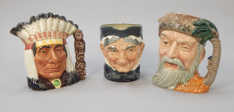 Appraisal: Three large Royal Doulton character jugs Robinson Crusoe Granny North