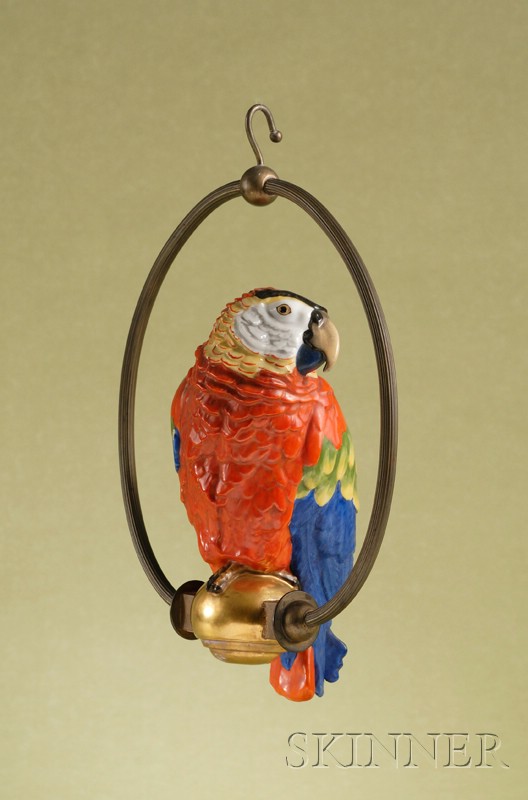 Appraisal: Whimsical Rosenthal Porcelain Hanging Figure of a Parrot Germany c