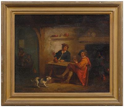 Appraisal: th century Dutch School painting tavern scene inscribed verso on