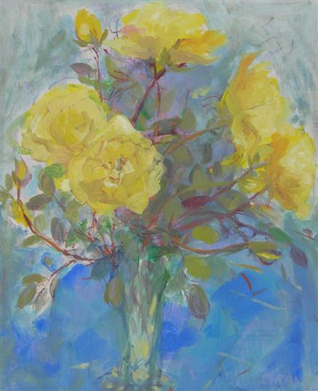 Appraisal: ANN ORAM R SW SCOTTISH B YELLOW ROSES Signed oil