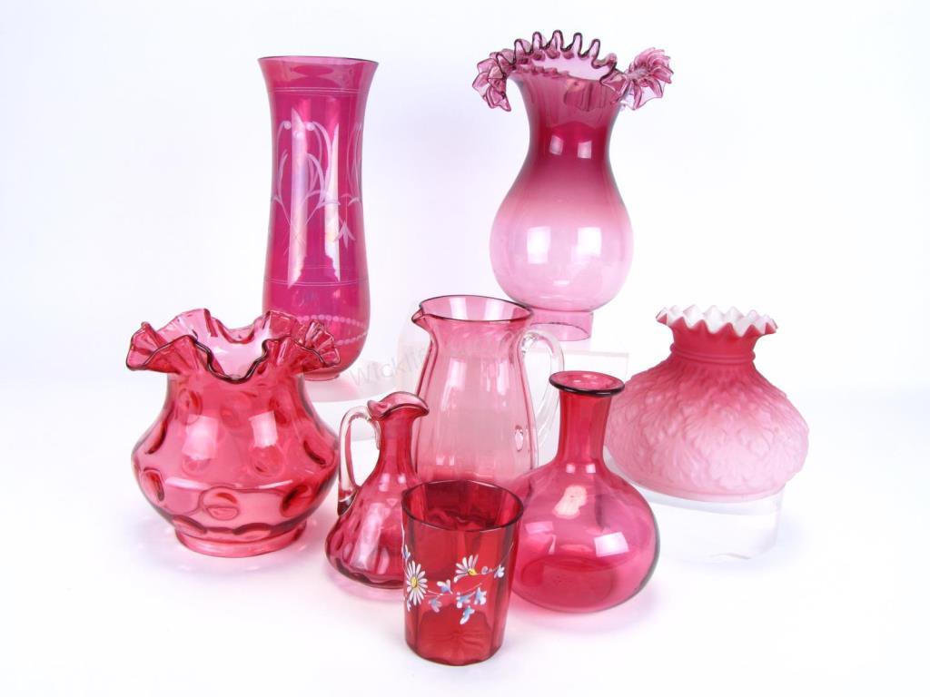 Appraisal: Group of Assorted Cranberry and Cased Glass eight pieces total