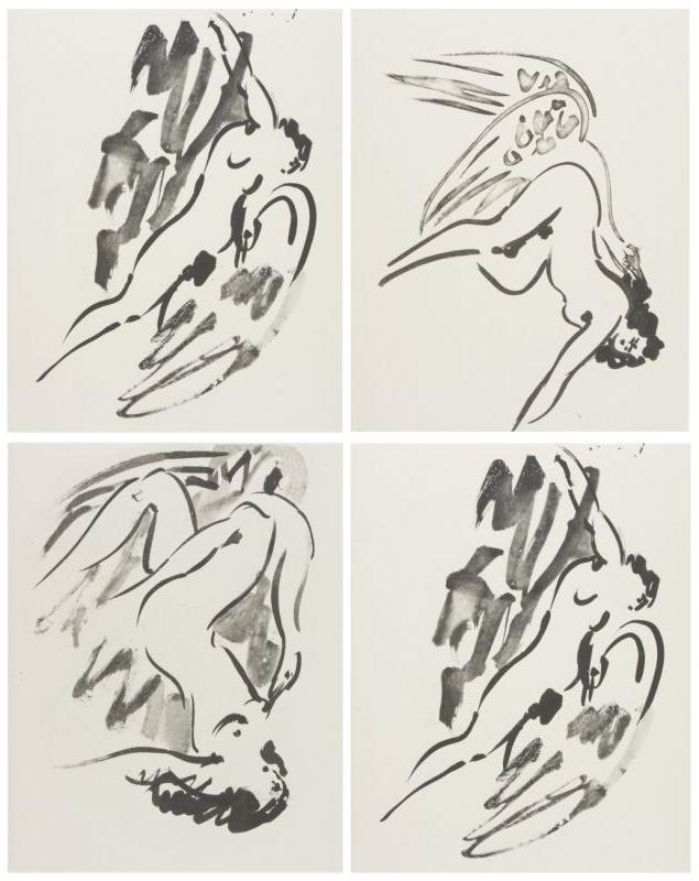 Appraisal: Four Drypoint Etchings by Reuben Nakian NY CT - on