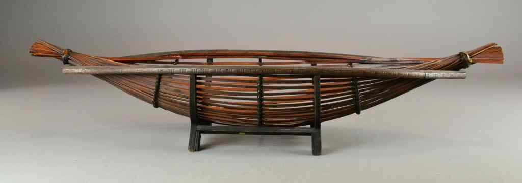 Appraisal: Malaysian Fruit BasketConsisting of a woven basket made of bamboo