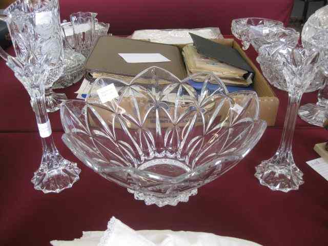 Appraisal: Crystal Console Set bowl candlesticks floraform excellent