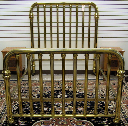 Appraisal: FULL SIZE BRASS BED WITH RAILS American early th century