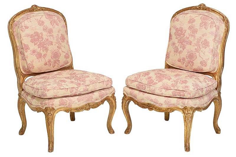 Appraisal: Pair of Louis XV Style Gilt Wood Backstools French th