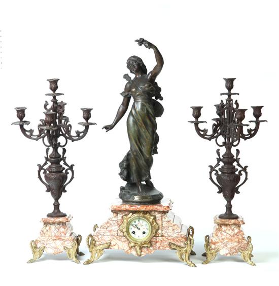 Appraisal: ART NOUVEAU MANTEL SET France late th-early th century Three-piece