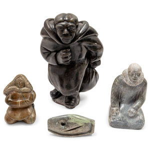 Appraisal: A Group of Inuit Soapstone Carvings th century includes a