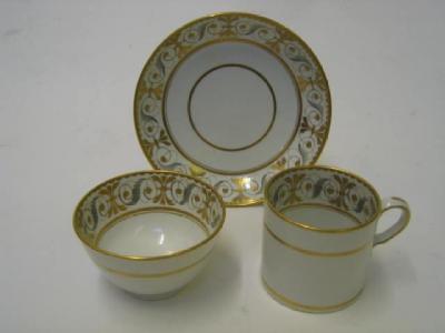 Appraisal: A FACTORY Z PORCELAIN TRIO late th century gilded and