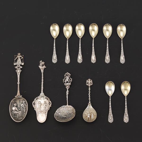 Appraisal: GROUP OF STERLING SILVER SPOONS Group of spoons American Dutch