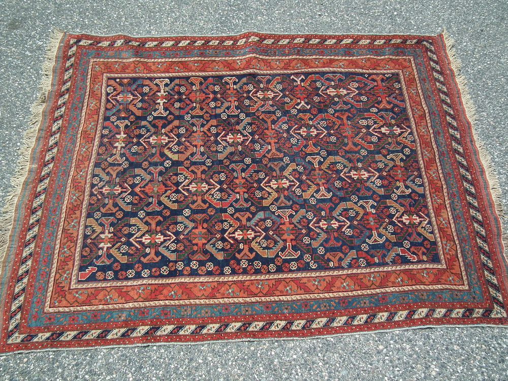 Appraisal: ANTIQUE AFSHAR SCATTER RUG Fine antique Afshar scatter rug navy