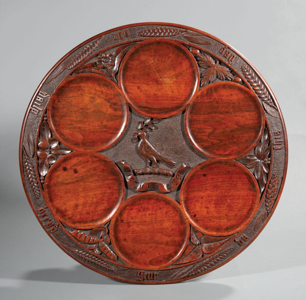 Appraisal: Antique Black Forest Carved Walnut Lazy Susan dished top relief-carved