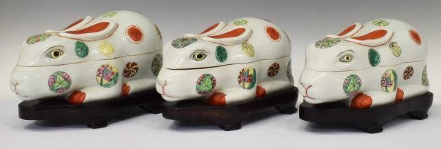 Appraisal: lot of Asian porcelain Kogo incense containers crouching rabbits with